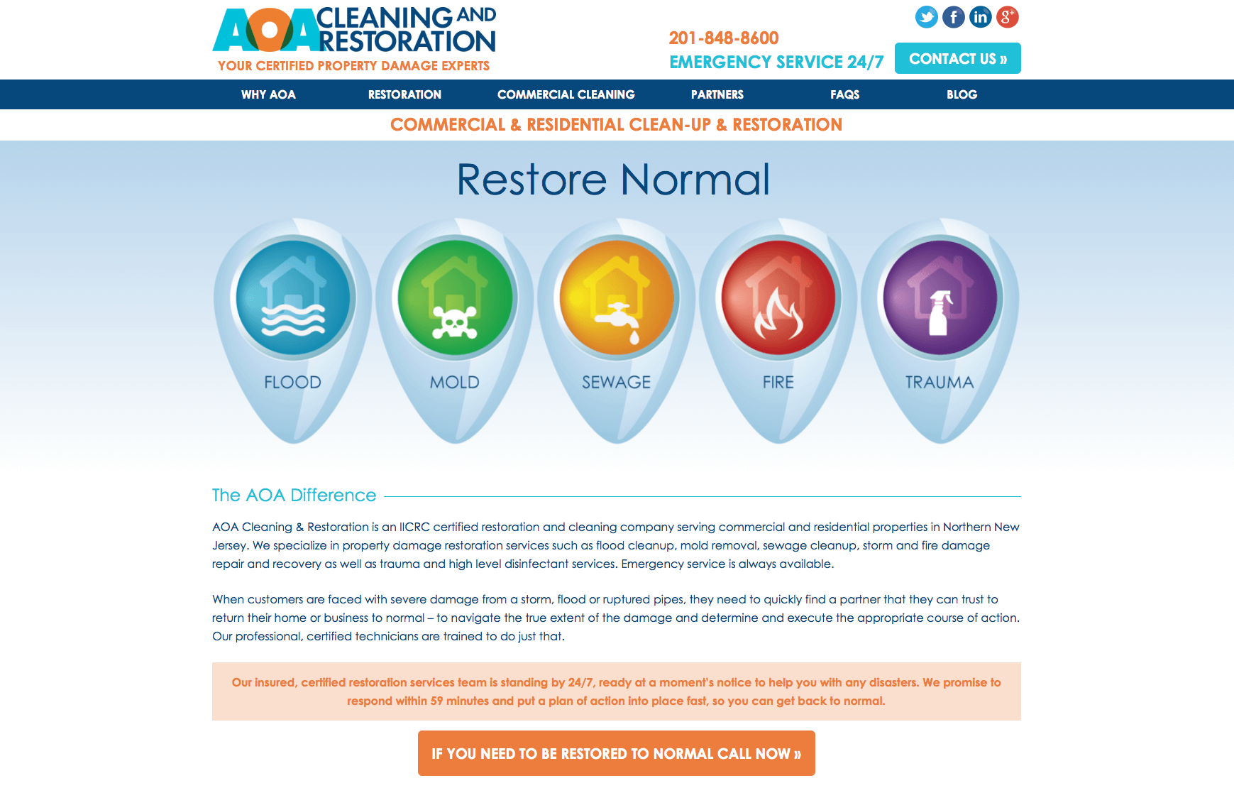AOA Cleaning & Restoration Website by Creare Marketing