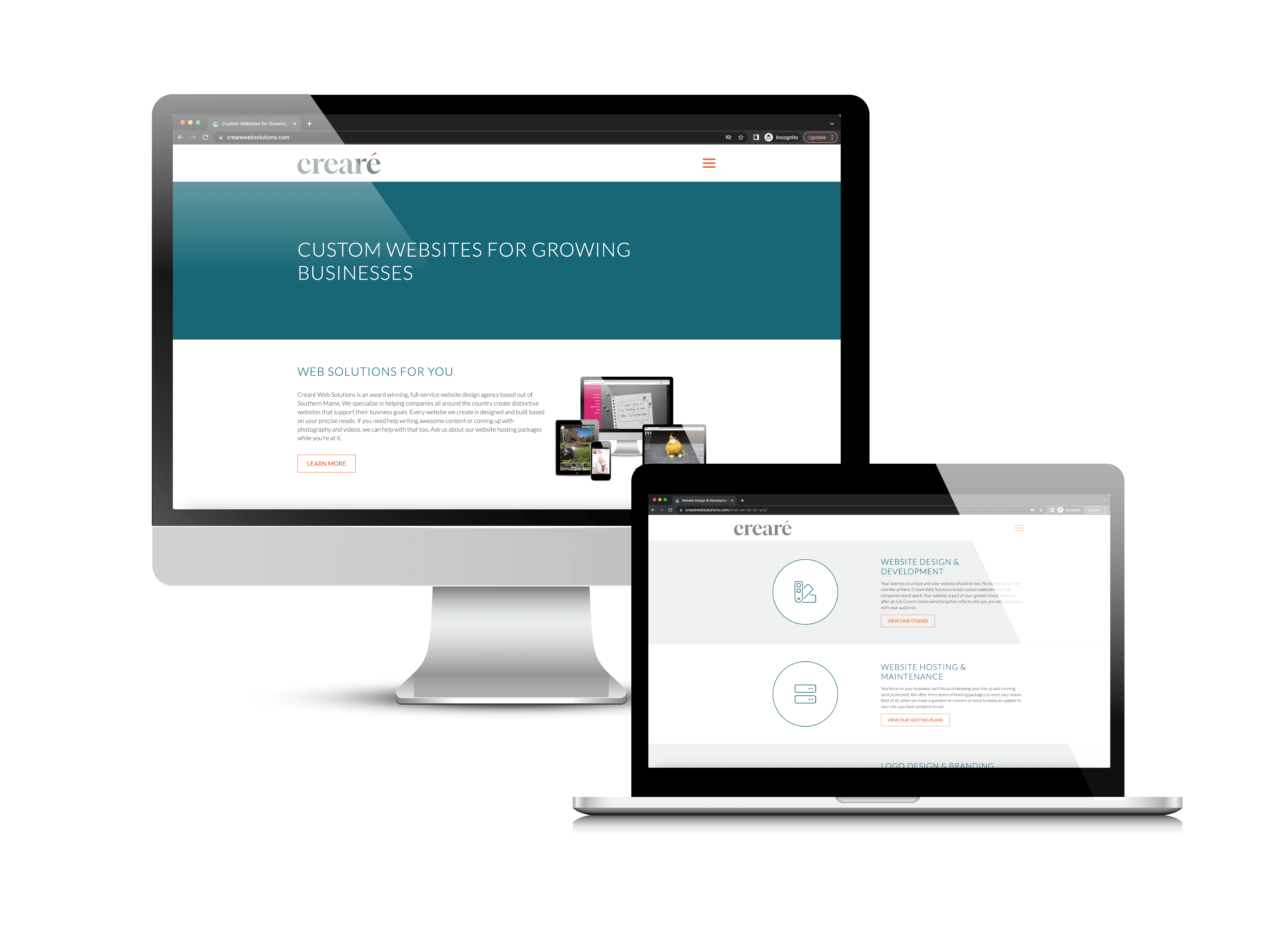 New Creare Web Solutions Website Screenshots