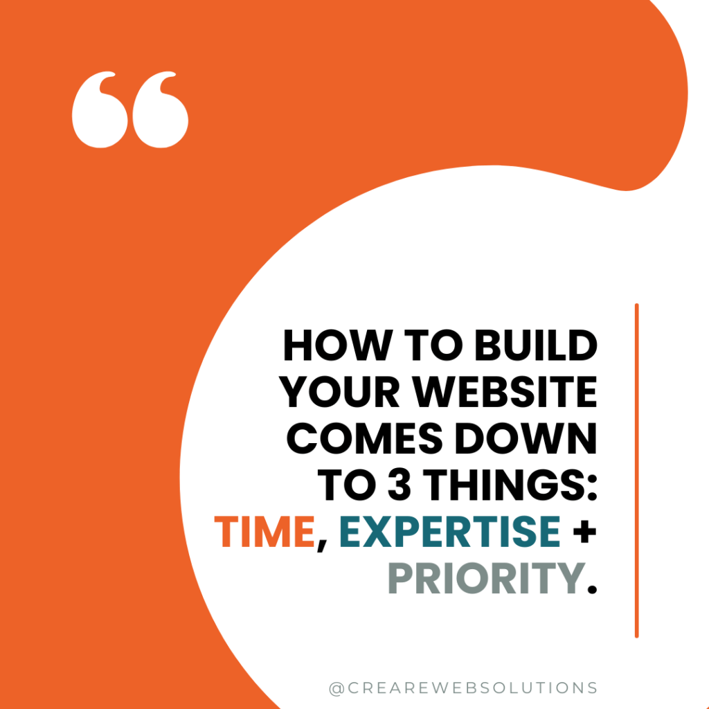 How to build your website comes down to 3 things: Time, Expertise + Priority
