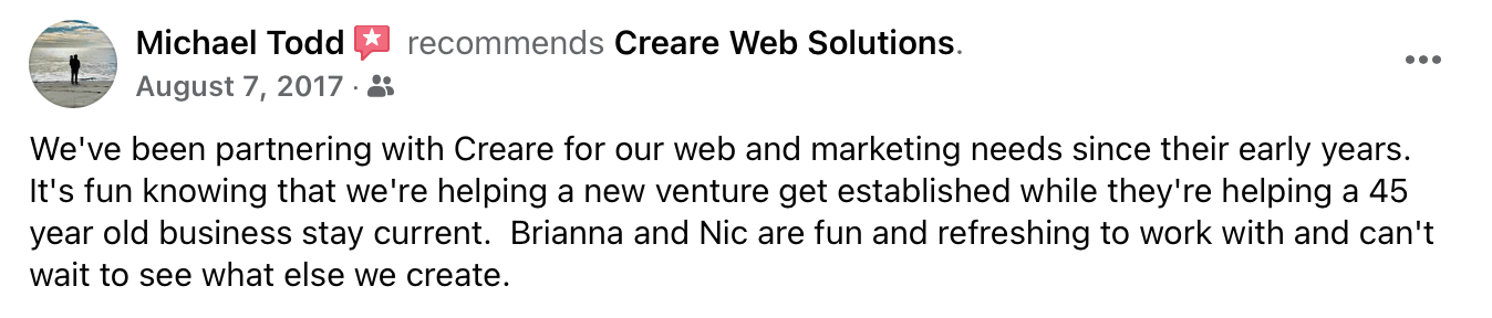 Creare Client Testimonial from Michael Todd of The Todd Group